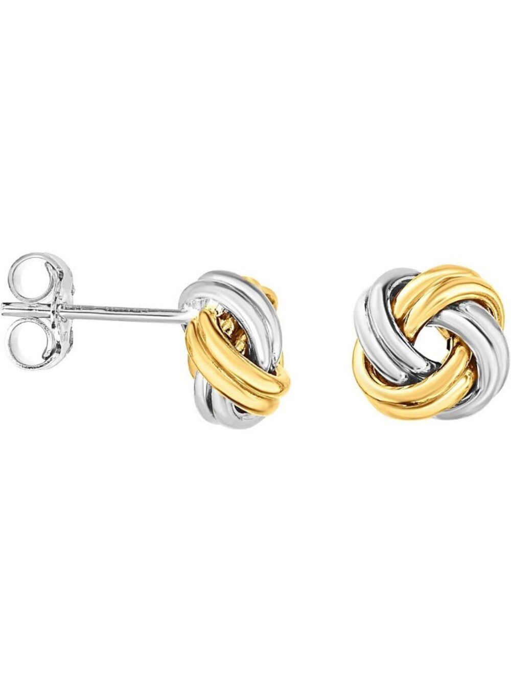 Two-Tone Love Knot Stud Earrings | Sterling Silver & Gold-Tone Overlay | 9.5mm
